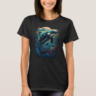 Farbenfrohe mystische Orkanwale, die Delphin-Topf  T-Shirt