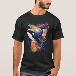 Farbenfrohe mystische Orkanwale, die Delphin-Topf T-Shirt