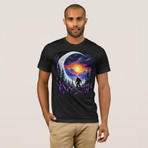 Farbenfrohe Nacht Himmel Sasquatsche Spaziergang,  T-Shirt