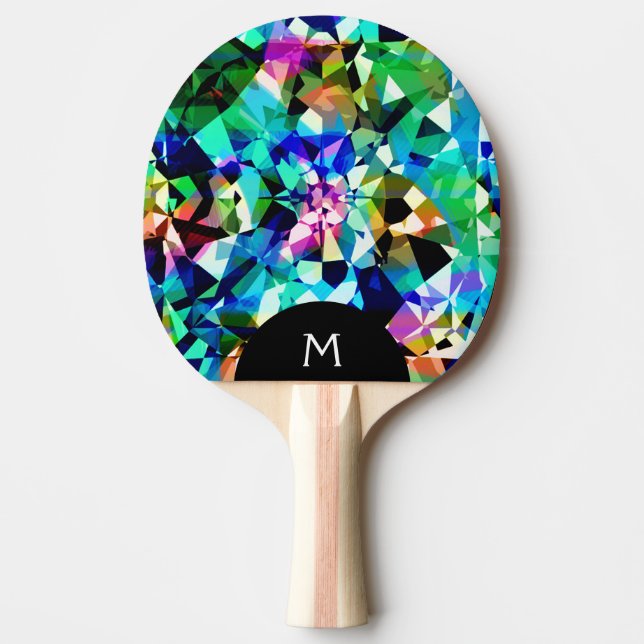 Farbenfrohe Nah-Up-Diamanten-Schnittmuster Tischtennis Schläger (Vorderseite)