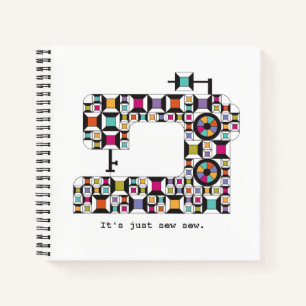 Farbenfrohe Nähmaschine Quilt-Muster-Notebook Notizbuch