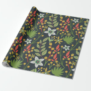 Farbenfrohe, nahtlose Blume mit Blumenmuster und v Geschenkpapier