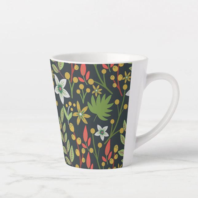 Farbenfrohe, nahtlose Blume mit Blumenmuster und v Milchtasse (Rechts)