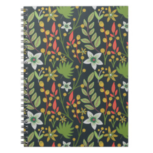 Farbenfrohe, nahtlose Blume mit Blumenmuster und v Notizblock