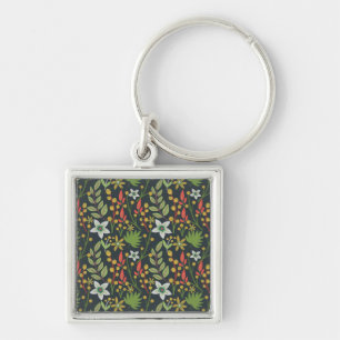 Farbenfrohe, nahtlose Blume mit Blumenmuster und v Schlüsselanhänger