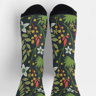 Farbenfrohe, nahtlose Blume mit Blumenmuster und v Socken
