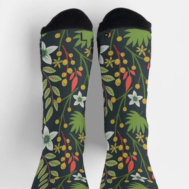 Farbenfrohe, nahtlose Blume mit Blumenmuster und v Socken (Oben)