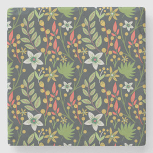 Farbenfrohe, nahtlose Blume mit Blumenmuster und v Steinuntersetzer