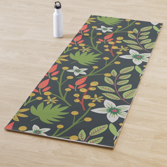 Farbenfrohe, nahtlose Blume mit Blumenmuster und v Yogamatte (Beispiel)
