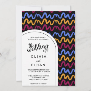 Farbenfrohe, nahtlose Muster chic Wedding Einladun Einladung