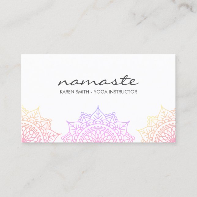 Farbenfrohe Namaste Yoga Tribal Muster Visitenkarte (Vorderseite)