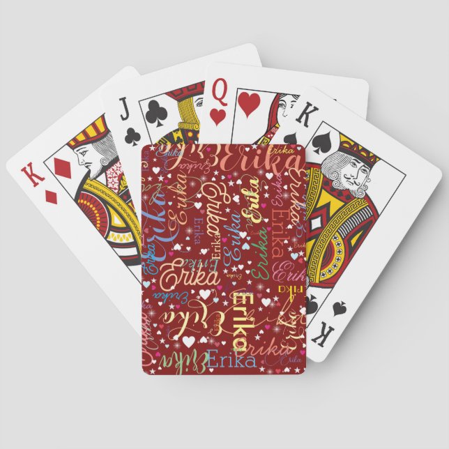 Farbenfrohe Namen mit Niedlichen Herzen und Sterne Spielkarten (Rückseite)