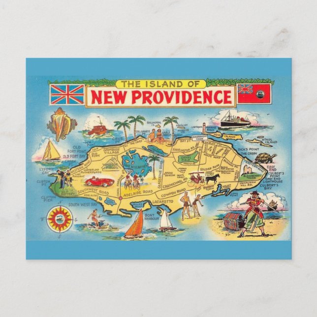 Farbenfrohe Nassau Bahamas Postkarte (Vorderseite)