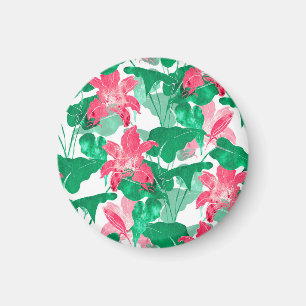 Farbenfrohe Natur Blumen Blätter Muster Magnet