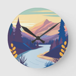 Farbenfrohe Natur Runde Wanduhr