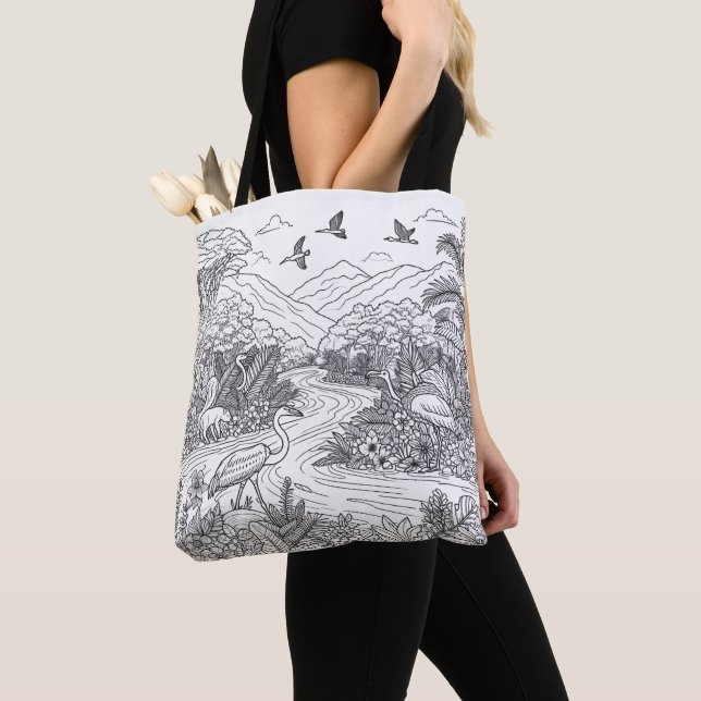 Farbenfrohe Natur Tierwelt Landschaft auf einem fa Tasche (Von Nahem)