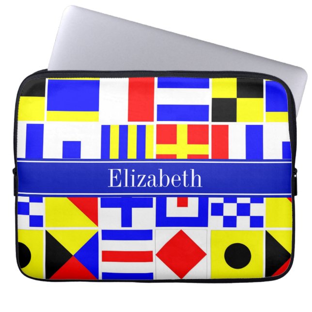 Farbenfrohe Nautic Signal Flags Royal Name Monogra Laptopschutzhülle (Vorderseite)