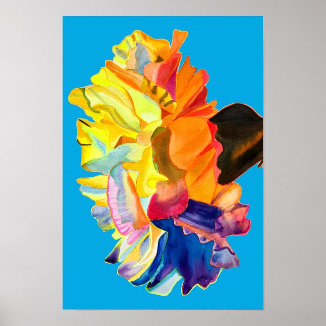 Farbenfrohe Nelke Pop Kunst Blume Poster (Vorne)