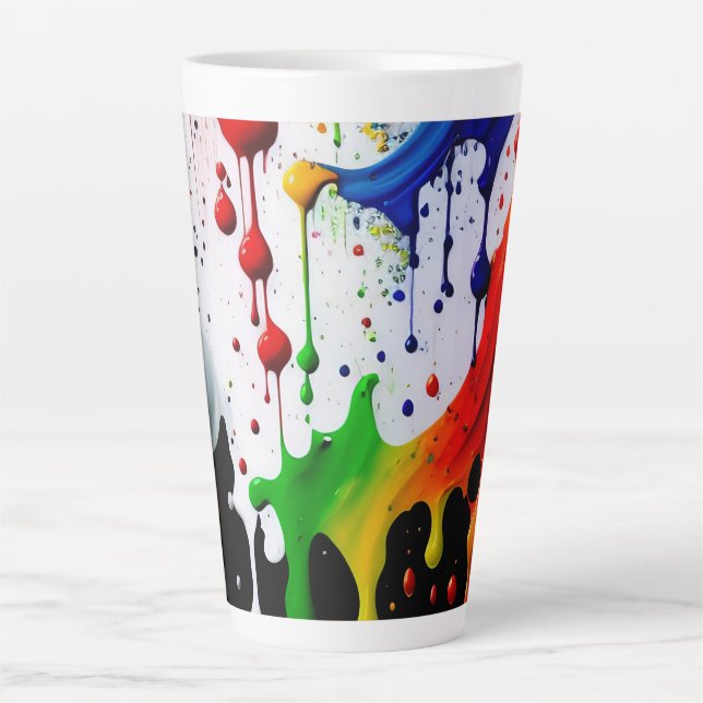 Farbenfrohe Neon 3d Paint Tropfens Spritzer Milchtasse (Vorderseite)