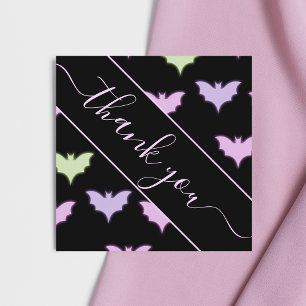 Farbenfrohe Neon Bat Pattern Halloween Vielen Dank Quadratische Visitenkarte