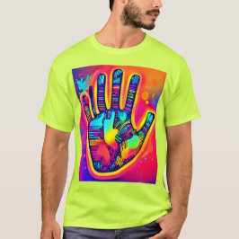 Farbenfrohe Neon Five & Half Fingers drucken Art T-Shirt