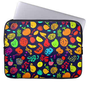 Farbenfrohe Neon Frucht Muster Kunst Laptopschutzhülle