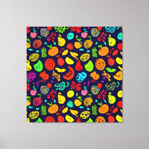 Farbenfrohe Neon Frucht Muster Kunst Leinwanddruck