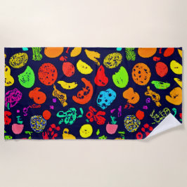 Farbenfrohe Neon Frucht Muster Kunst Strandtuch