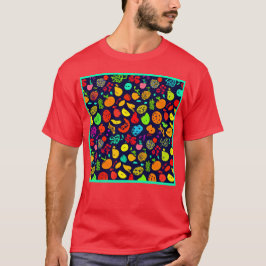 Farbenfrohe Neon Frucht Muster Kunst T-Shirt
