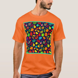 Farbenfrohe Neon Frucht Muster Kunst T-Shirt