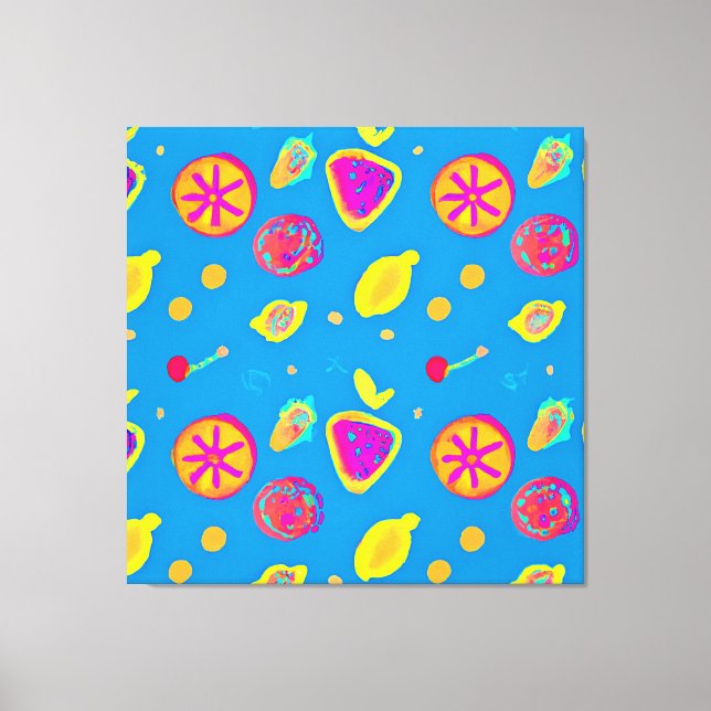 Farbenfrohe Neon Frucht Muster Symphonie Leinwanddruck (Vorderseite)