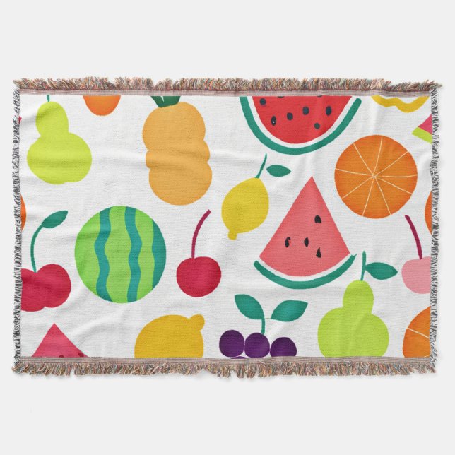 Farbenfrohe Neon Fruit Fiesta Decke (Vorderseite)
