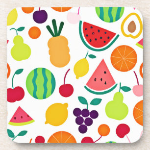 Farbenfrohe Neon Fruit Fiesta Getränkeuntersetzer