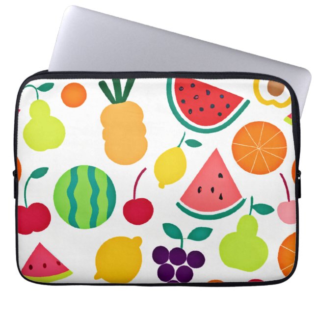 Farbenfrohe Neon Fruit Fiesta Laptopschutzhülle (Vorderseite)
