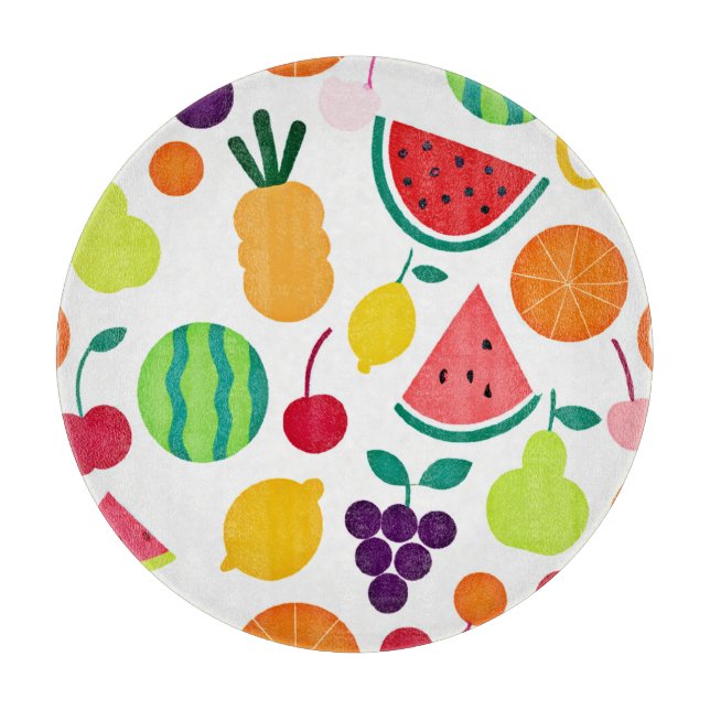 Farbenfrohe Neon Fruit Fiesta Schneidebrett (Vorderseite)