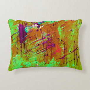 Farbenfrohe Neon Green Abstrakt Spritzer Paint Dekokissen