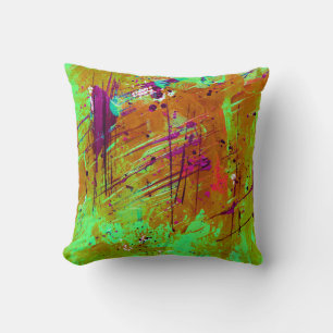 Farbenfrohe Neon Green Abstrakt Spritzer Paint Kissen
