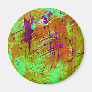 Farbenfrohe Neon Green Abstrakt Spritzer Paint Magnet