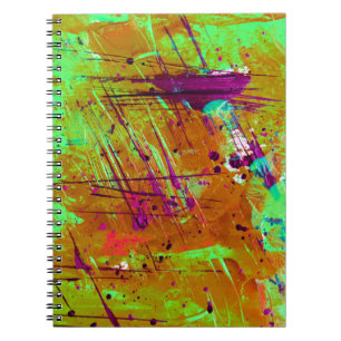 Farbenfrohe Neon Green Abstrakt Spritzer Paint Notizblock