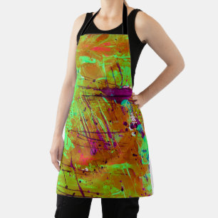 Farbenfrohe Neon Green Abstrakt Spritzer Paint Schürze