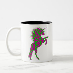 Farbenfrohe Neon Leopard Print Unicorn Zweifarbige Tasse
