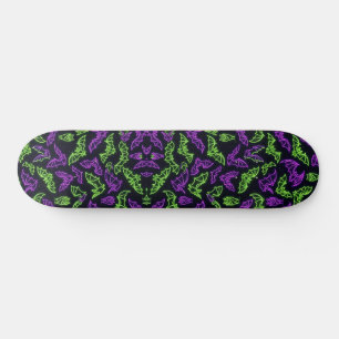 Farbenfrohe Neon Lila Grüne Fledermäuse Halloween Skateboard
