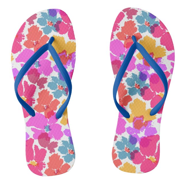 Farbenfrohe Neon Moderne Blume Muster Flip Flops (Fußbett)