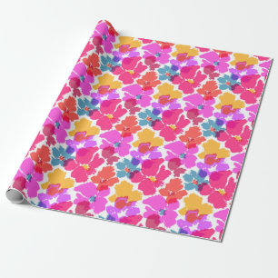 Farbenfrohe Neon Moderne Blume Muster Geschenkpapier