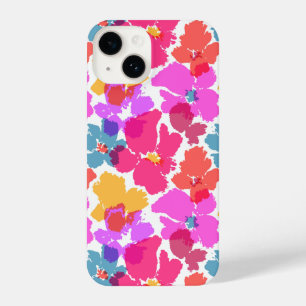 Farbenfrohe Neon Moderne Blume Muster iPhone 14 Hülle