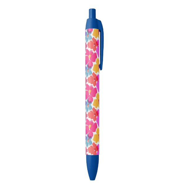 Farbenfrohe Neon Moderne Blume Muster Kugelschreiber (Unterseite (Vertikal))