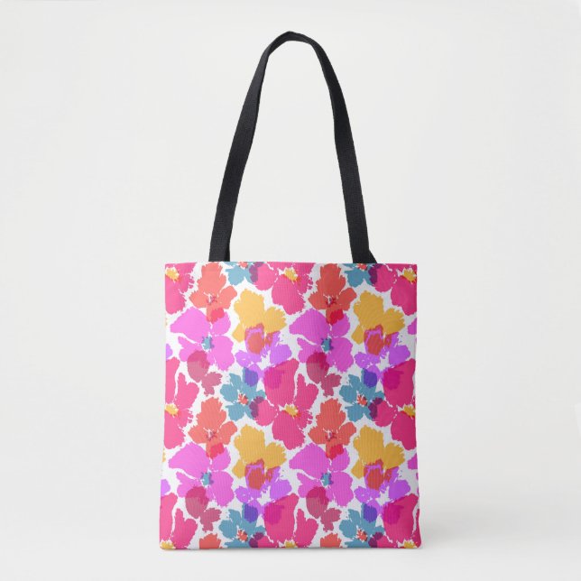 Farbenfrohe Neon Moderne Blume Muster Tasche (Vorderseite)