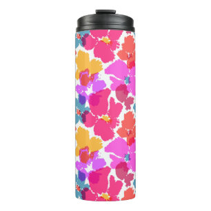 Farbenfrohe Neon Moderne Blume Muster Thermosbecher