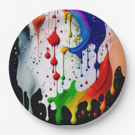 Farbenfrohe Neon Paint Tropfens Spritzer 3d Pappteller