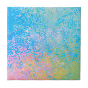 Farbenfrohe Neon Pastel Sky Alkohol Tinte Abstrakt Fliese